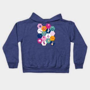 circus hexagons pink and turquoise Kids Hoodie